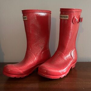 Girls pink glitter hunter boots size 13